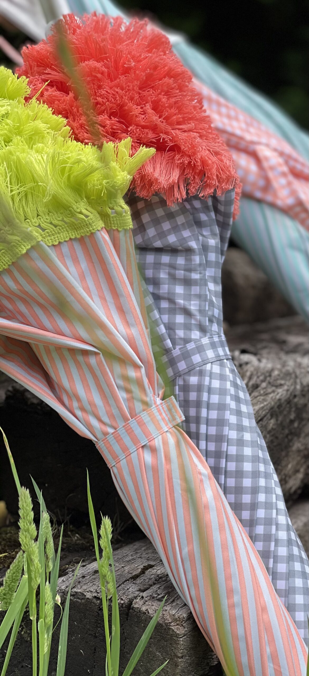 sombrilla vichy gris